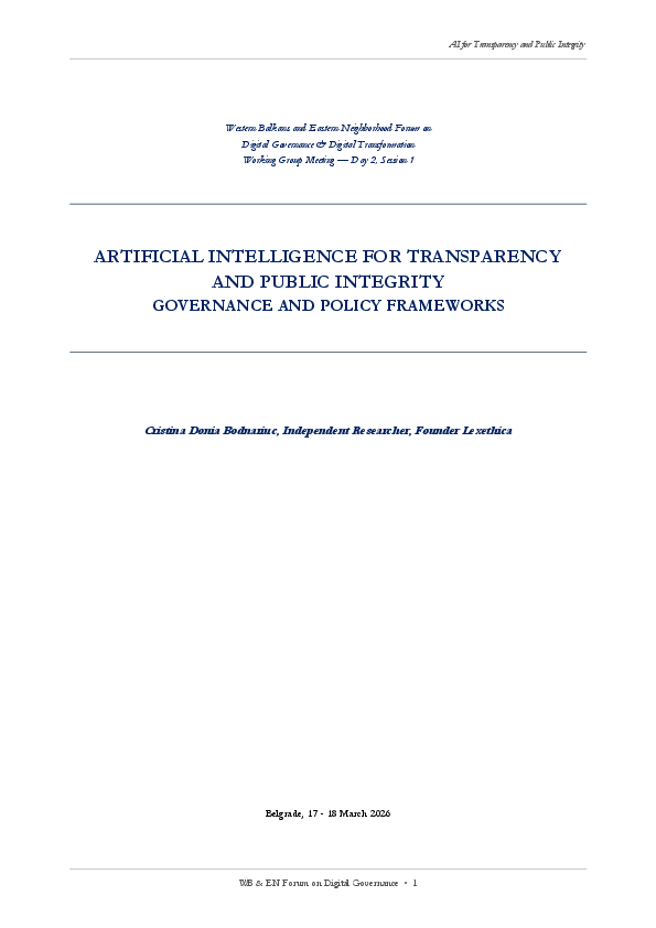(PDF) ARTIFICIAL INTELLIGENCE FOR TRANSPARENCY AND PUBLIC INTEGRITY