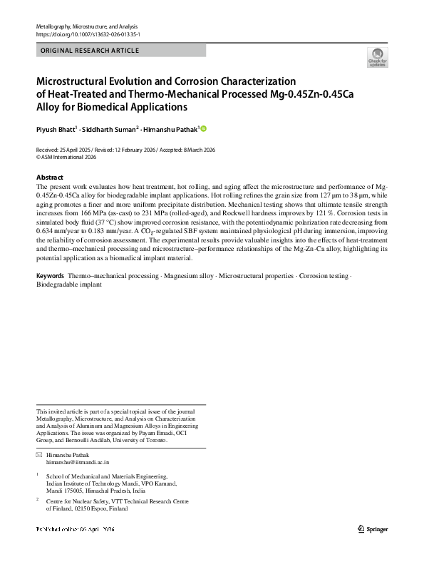 (PDF) Microstructural Evolution and Corrosion Characterization of Heat ...