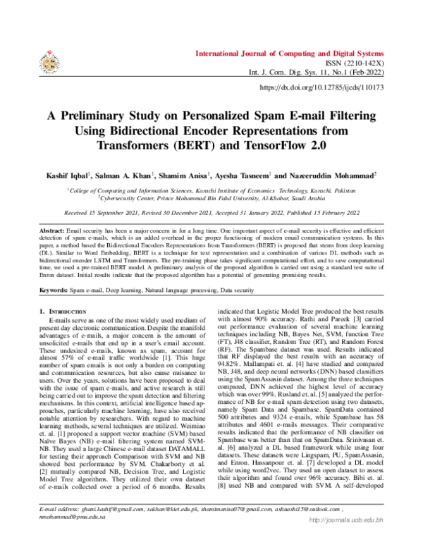 (PDF) A Preliminary Study on Personalized Spam E-mail Filtering Using ...