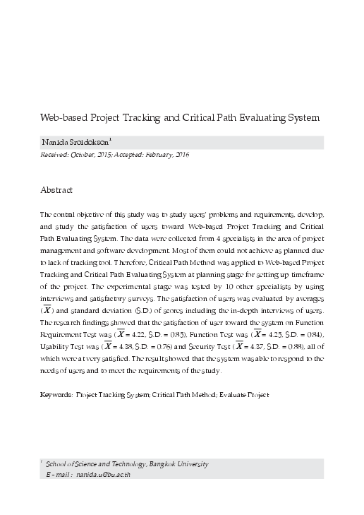 (PDF) Web-based Project Tracking and Critical Path Evaluating System