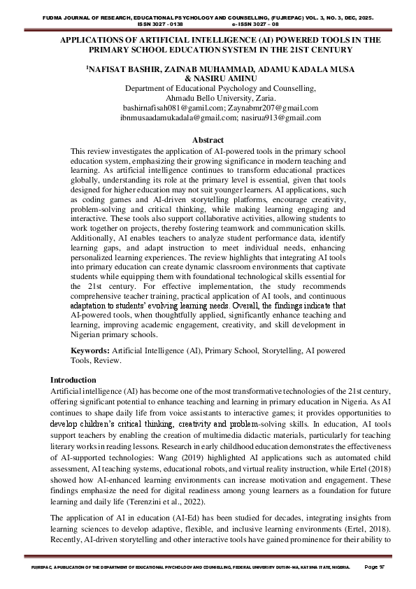 (PDF) APPLICATIONS OF ARTIFICIAL INTELLIGENCE (AI) POWERED TOOLS IN THE ...