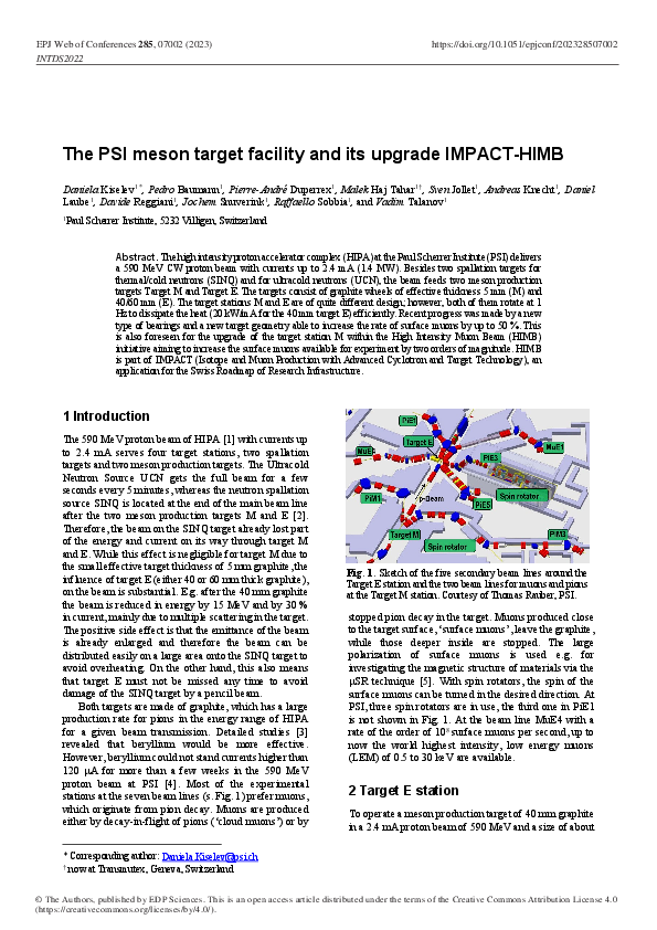 (PDF) The PSI meson target facility and its upgrade IMPACT-HIMB