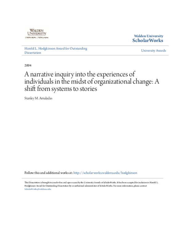 (PDF) A narrative inquiry into the experiences of individuals in the ...