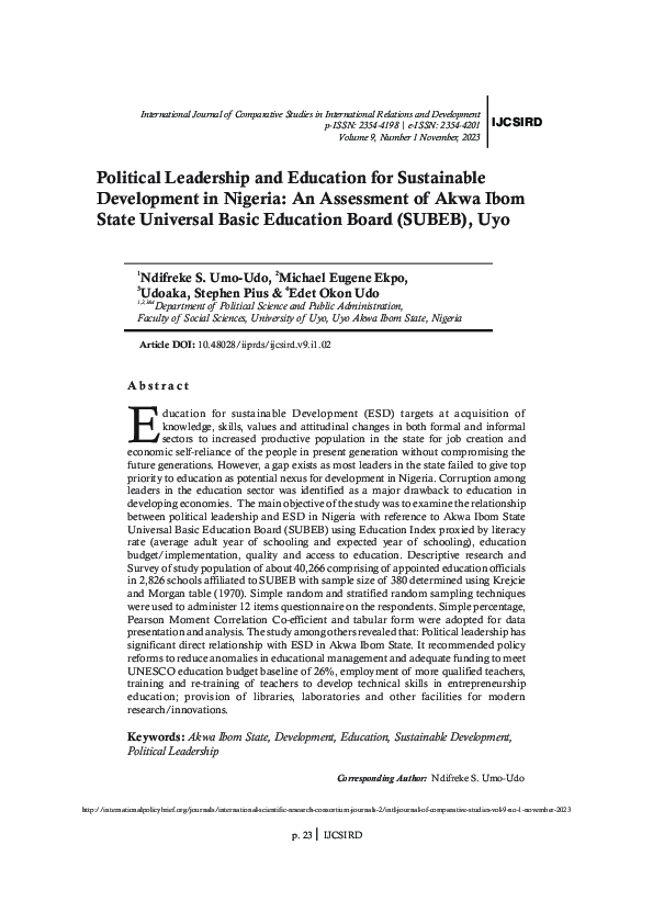 (PDF) Political Leadership and Education for Sustainable Development in ...