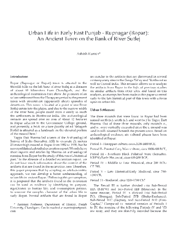 (PDF) Urban Life in Early East Punjab - Rupnagar (Ropar)