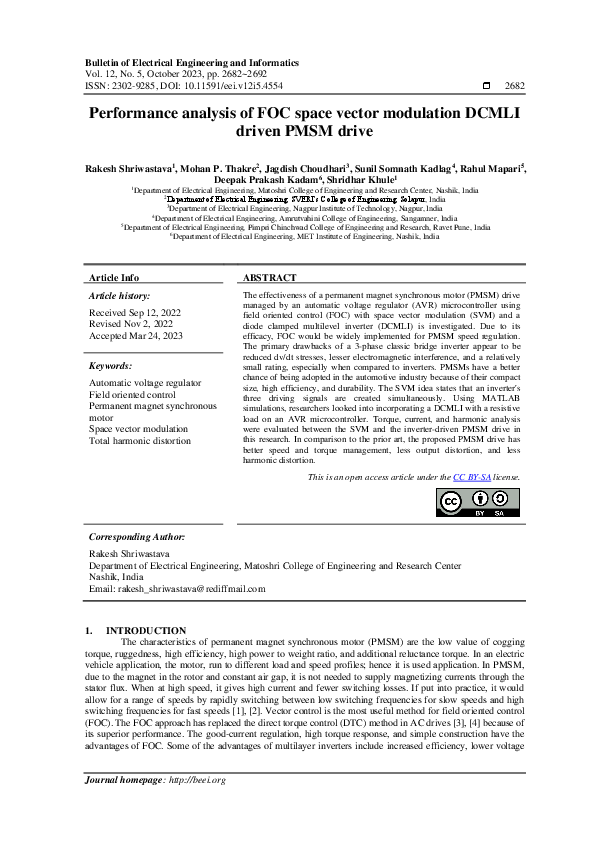 (PDF) Performance analysis of FOC space vector modulation DCMLI driven ...