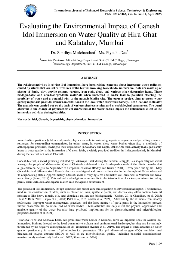 (PDF) Evaluating the Environmental Impact of Ganesh Idol Immersion on ...
