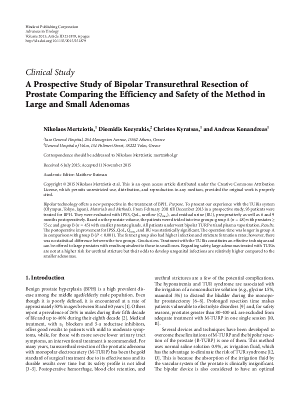 (PDF) Clinical Study A Prospective Study of Bipolar Transurethral ...