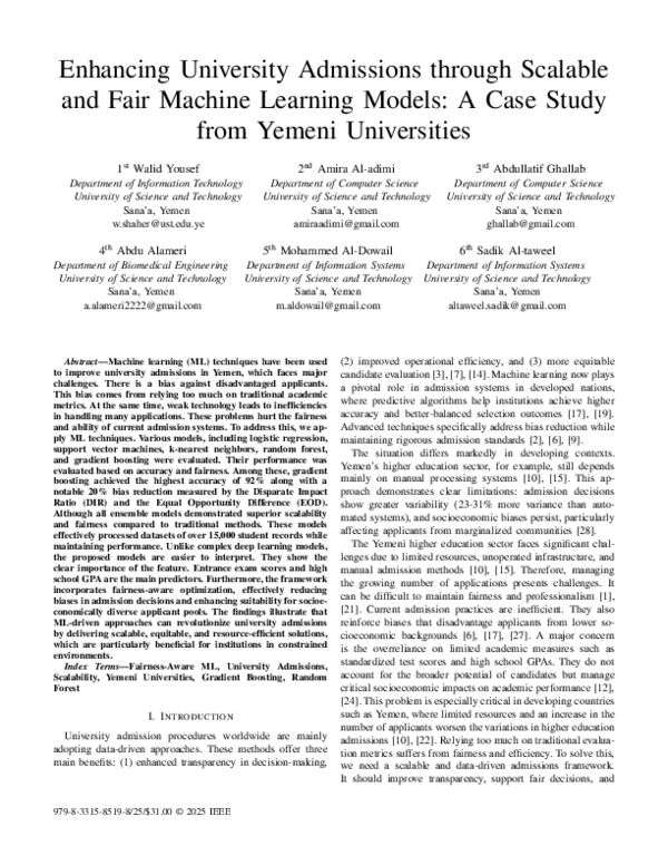 (PDF) Enhancing University Admissions through Scalable and Fair Machine ...