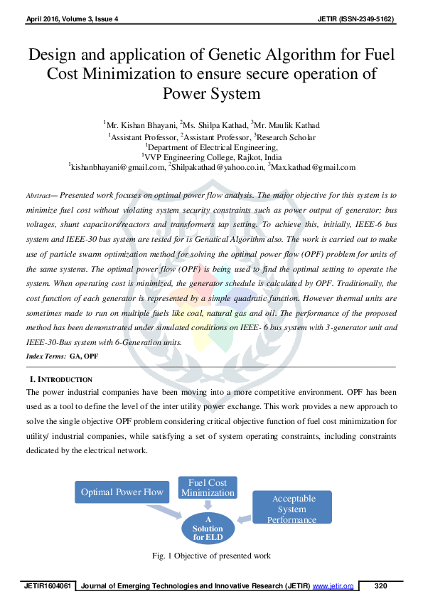 (PDF) Design and application of Genetic Algorithm for Fuel Cost ...