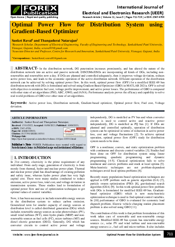 (PDF) Optimal Power Flow for Distribution System using Gradient-Based ...