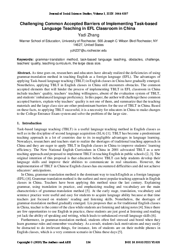(PDF) Implementing Task-Based Language Teaching