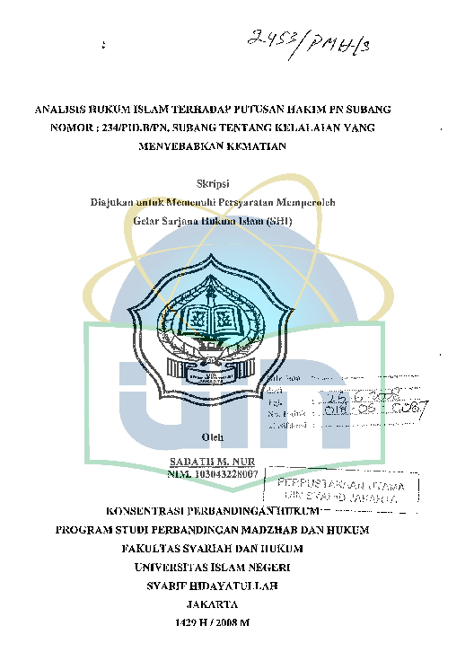 (PDF) Analisis hukum islam terhadap putusan hakim pn subang nomor: 234 ...