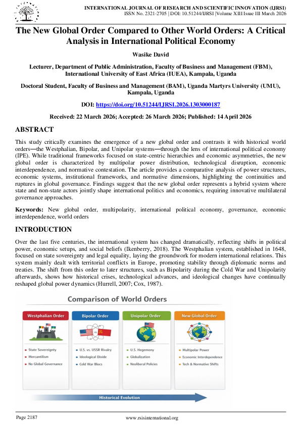 (PDF) The New Global Order Compared to Other World Orders: A Critical ...