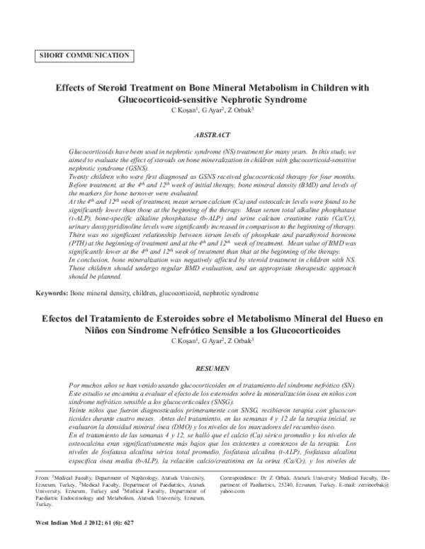 (PDF) Effects of steroid treatment on bone mineral metabolism in ...