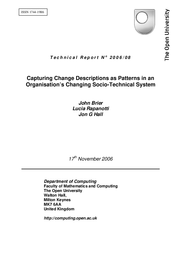 (PDF) Capturing Change Descriptions as Patterns in an Organisation’s ...