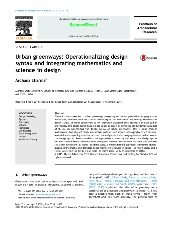 (PDF) Urban greenways: Operationalizing design syntax and integrating ...