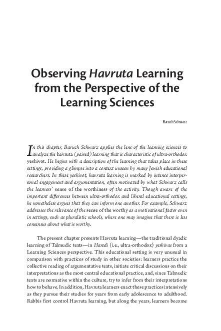 (PDF) Observing Havruta Learning from the Perspective of the Learning ...