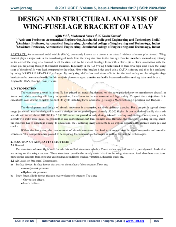 (PDF) Design and Structural Analysis of Wing-Fuselage Bracket of a Uav