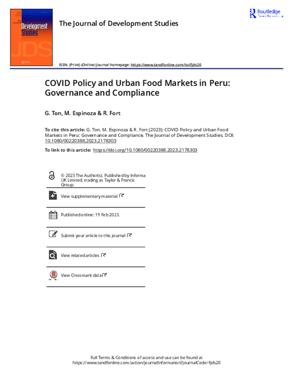 (PDF) COVID Policy and Urban Food Markets in Peru: Governance and ...