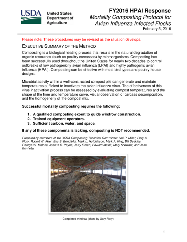 (PDF) Mortality Composting Protocol for Avian Influenza Infected Flocks ...