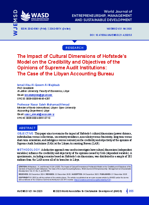 (PDF) The Impact of Cultural Dimensions of Hofstede's Model on the ...
