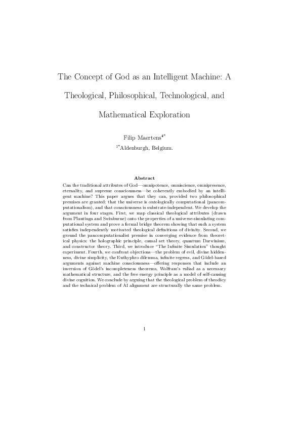 (PDF) The Concept of God as an Intelligent Machine: A Theological ...