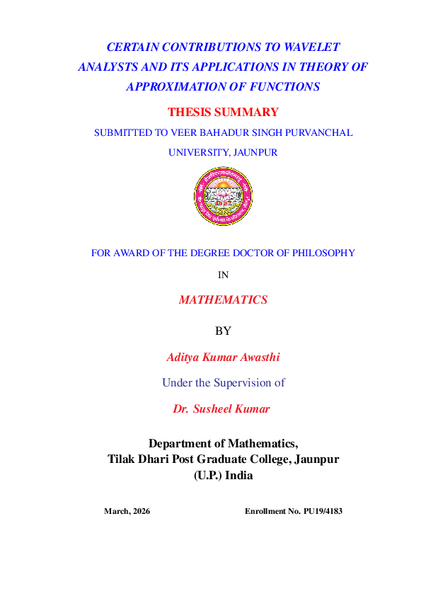(PDF) CERTAIN CONTRIBUTIONS TO WAVELET ANALYSTS AND ITS APPLICATIONS IN ...
