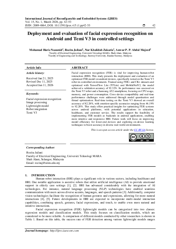(PDF) Deployment and evaluation of facial expression recognition on ...