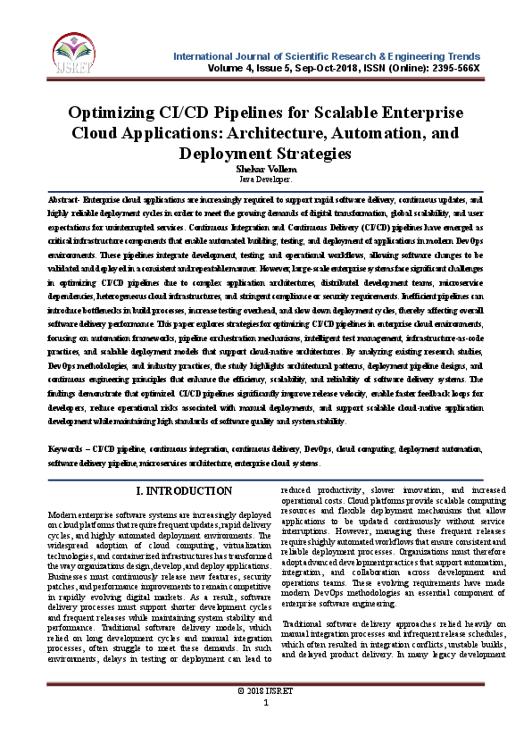 (PDF) Optimizing CI/CD Pipelines for Scalable Enterprise Cloud ...