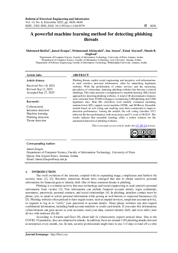 (PDF) A powerful machine learning method for detecting phishing threats