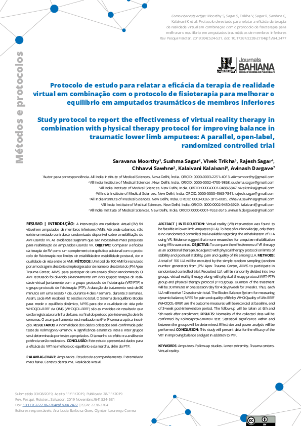 (PDF) Study protocol to report the effectiveness of virtual reality ...