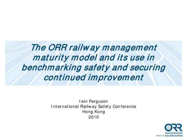 (PDF) The ORR railway management maturity model and its use in ...