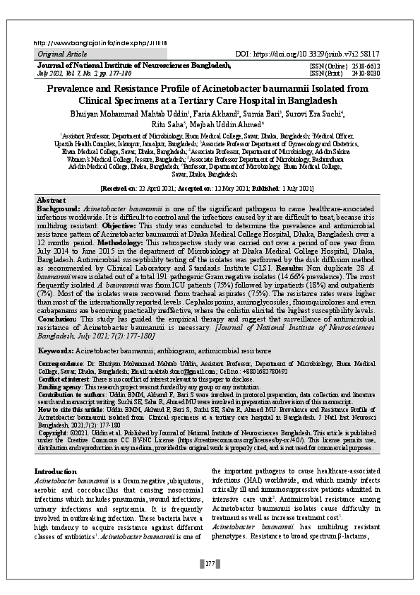 (PDF) Prevalence and Resistance Profile of Acinetobacter baumannii ...