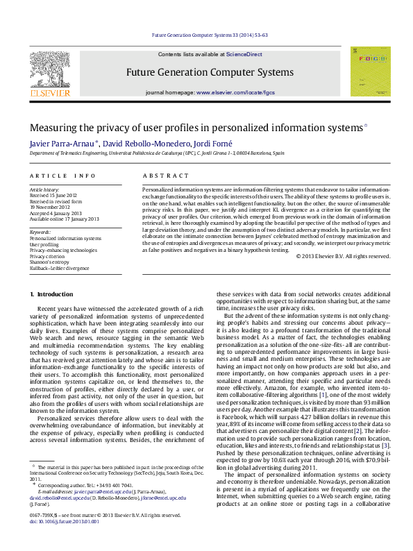 (PDF) Measuring the privacy of user profiles in personalized ...
