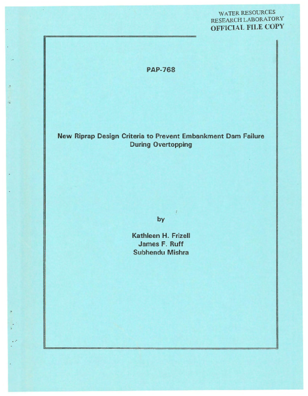 (PDF) New Riprap Design Criteria to Prevent Embankment Dam Failure ...