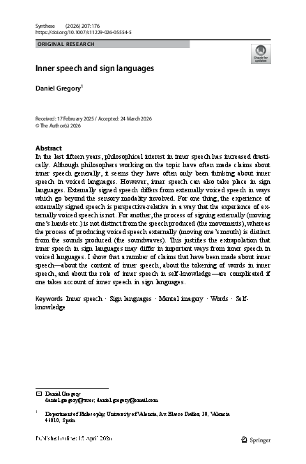 (PDF) Inner Speech and Sign Languages
