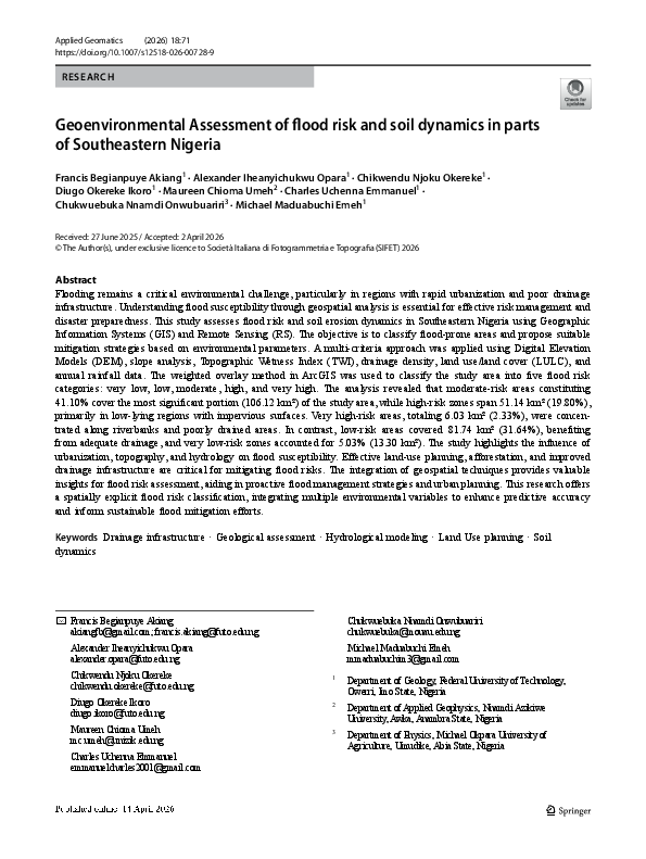 (PDF) Geoenvironmental Assessment of flood risk and soil dynamics in ...