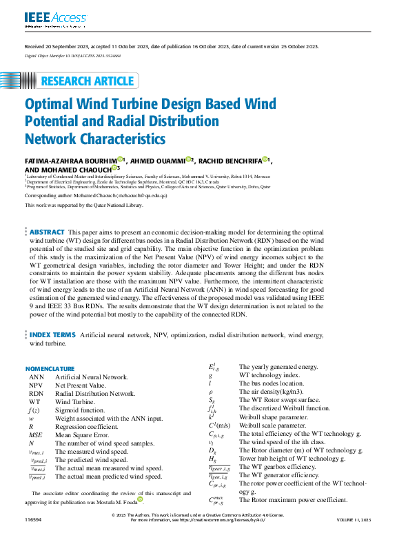 (PDF) Optimal Wind Turbine Design Based Wind Potential and Radial ...