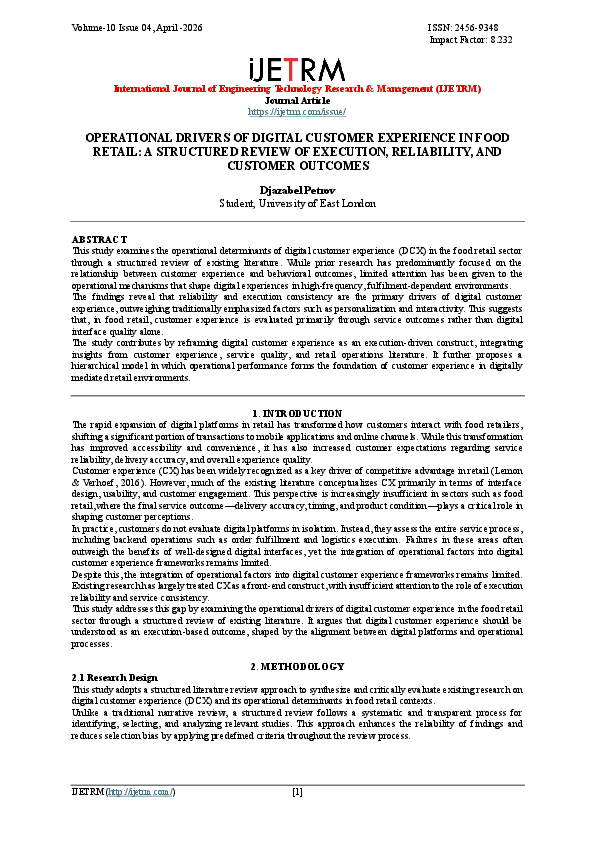 (PDF) OPERATIONAL DRIVERS OF DIGITAL CUSTOMER EXPERIENCE IN FOOD RETAIL ...