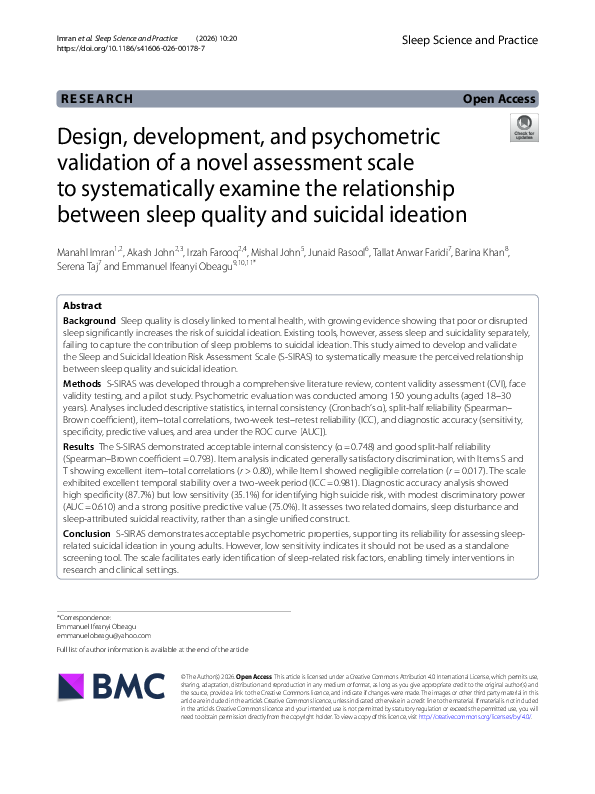 (PDF) Design, development, and psychometric validation of a novel ...