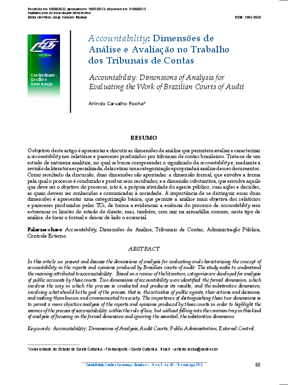 (PDF) Accountability: Dimensões de Análise e Avaliação no Trabalho dos ...