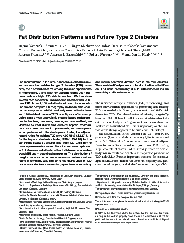 (PDF) Fat-distribution patterns and future type-2 diabetes