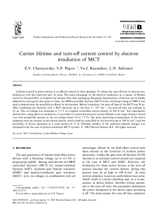(PDF) Modeling, Fabrication and Test Results of a MOS Controlled ...