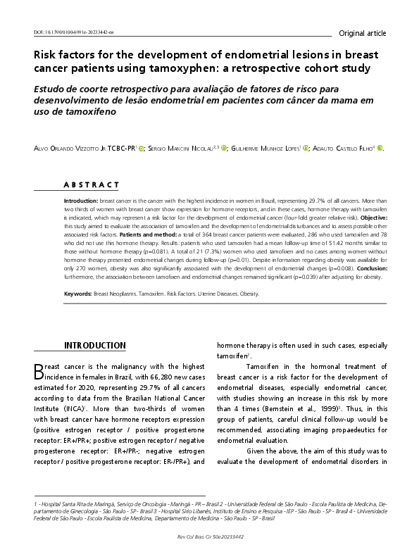 (PDF) Risk factors for the development of endometrial lesions in breast ...