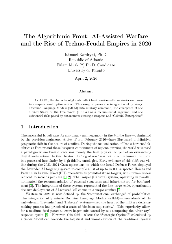 (PDF) The Algorithmic Front: AI-Assisted Warfare and the Rise of Techno ...