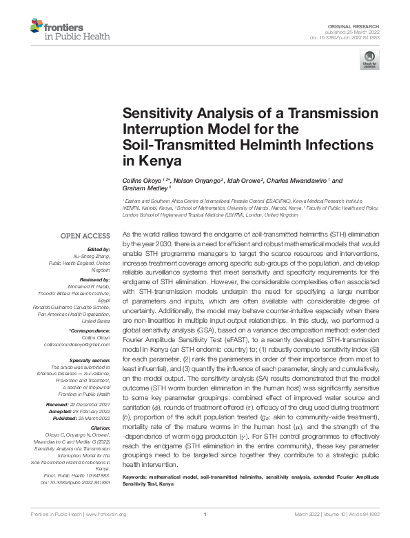 (PDF) Sensitivity Analysis of a Transmission Interruption Model for the ...