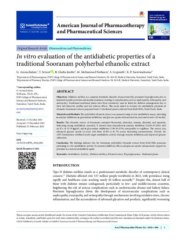 (PDF) In vitro evaluation of the antidiabetic properties of a ...
