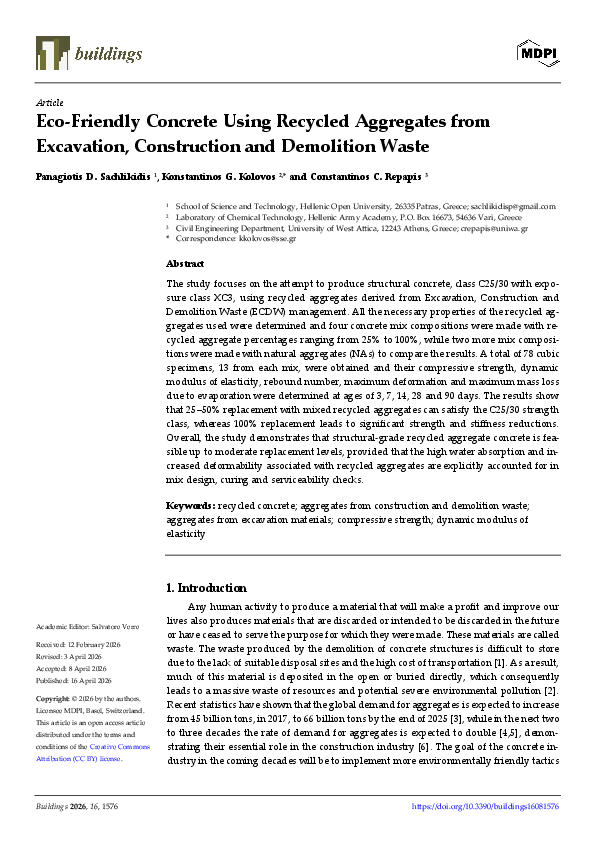 (PDF) Eco-Friendly Concrete Using Recycled Aggregates from Excavation ...