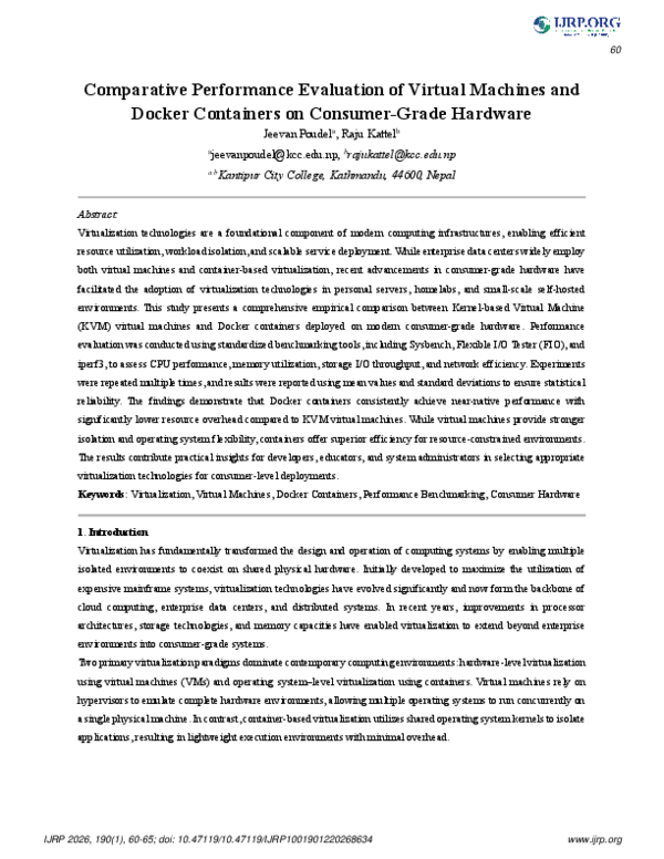 (PDF) Comparative Performance Evaluation of Virtual Machines and Docker ...